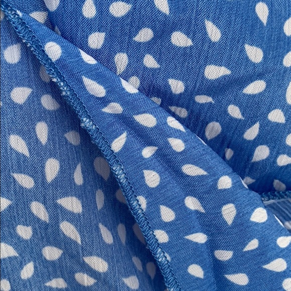 Blue Flutter Sleeve Frill Hemline Trim Dalmatian Dress - Picture 13 of 14